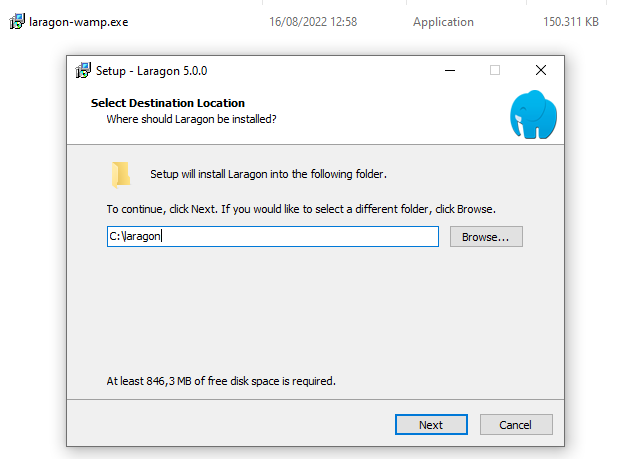 select destination location