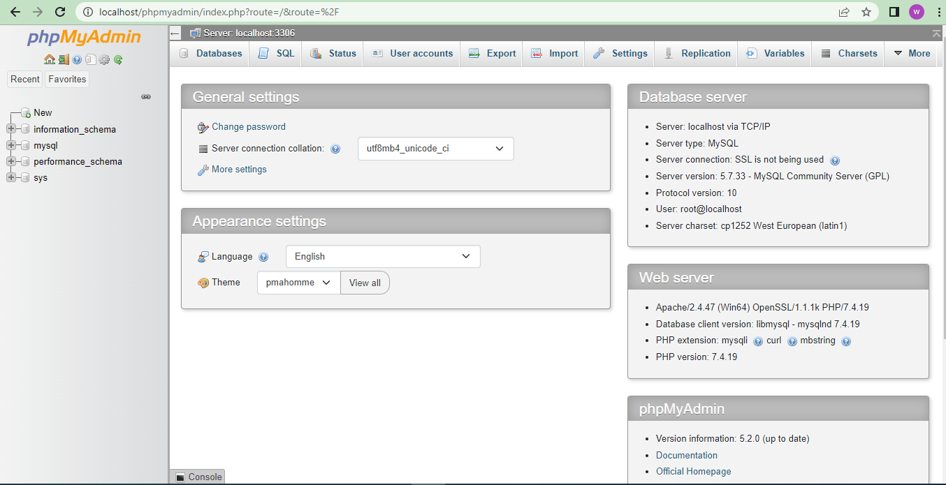 phpMyAdmin Laragon